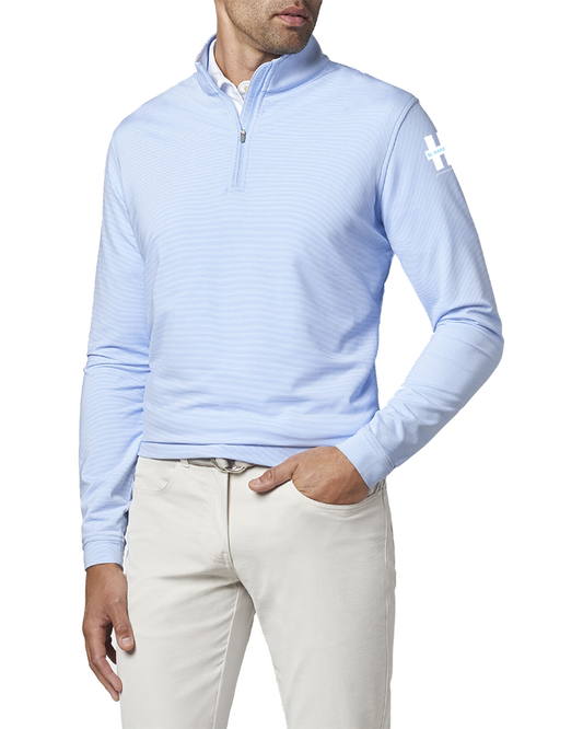 Peter Millar Mini-Stripe Stretch Loop Terry Quarter-Zip (Blue)