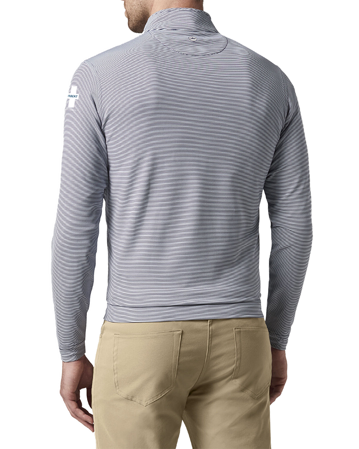 Peter Millar Mini-Stripe Stretch Loop Terry Quarter-Zip (Navy)