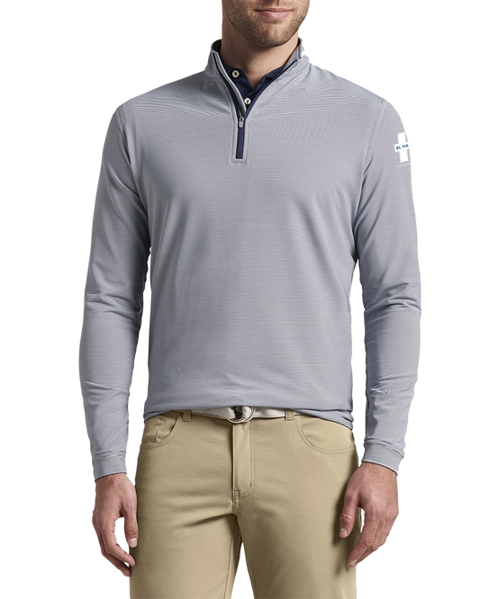 Peter Millar Mini-Stripe Stretch Loop Terry Quarter-Zip (Navy)